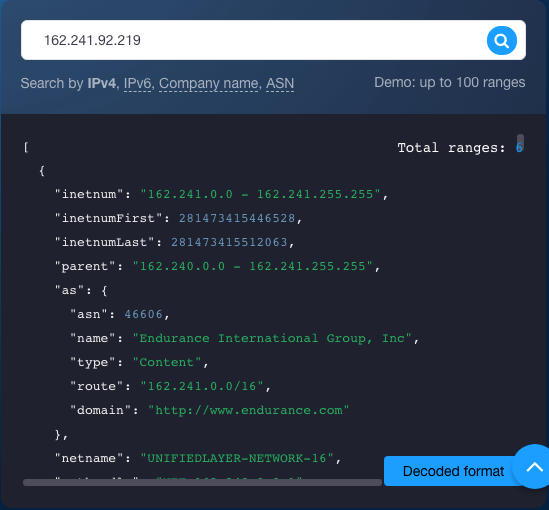 Use IP Netblocks API to uncover the offending IP address’s host
