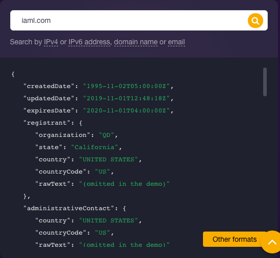 Identify the offending domain’s owner with WHOIS APIs