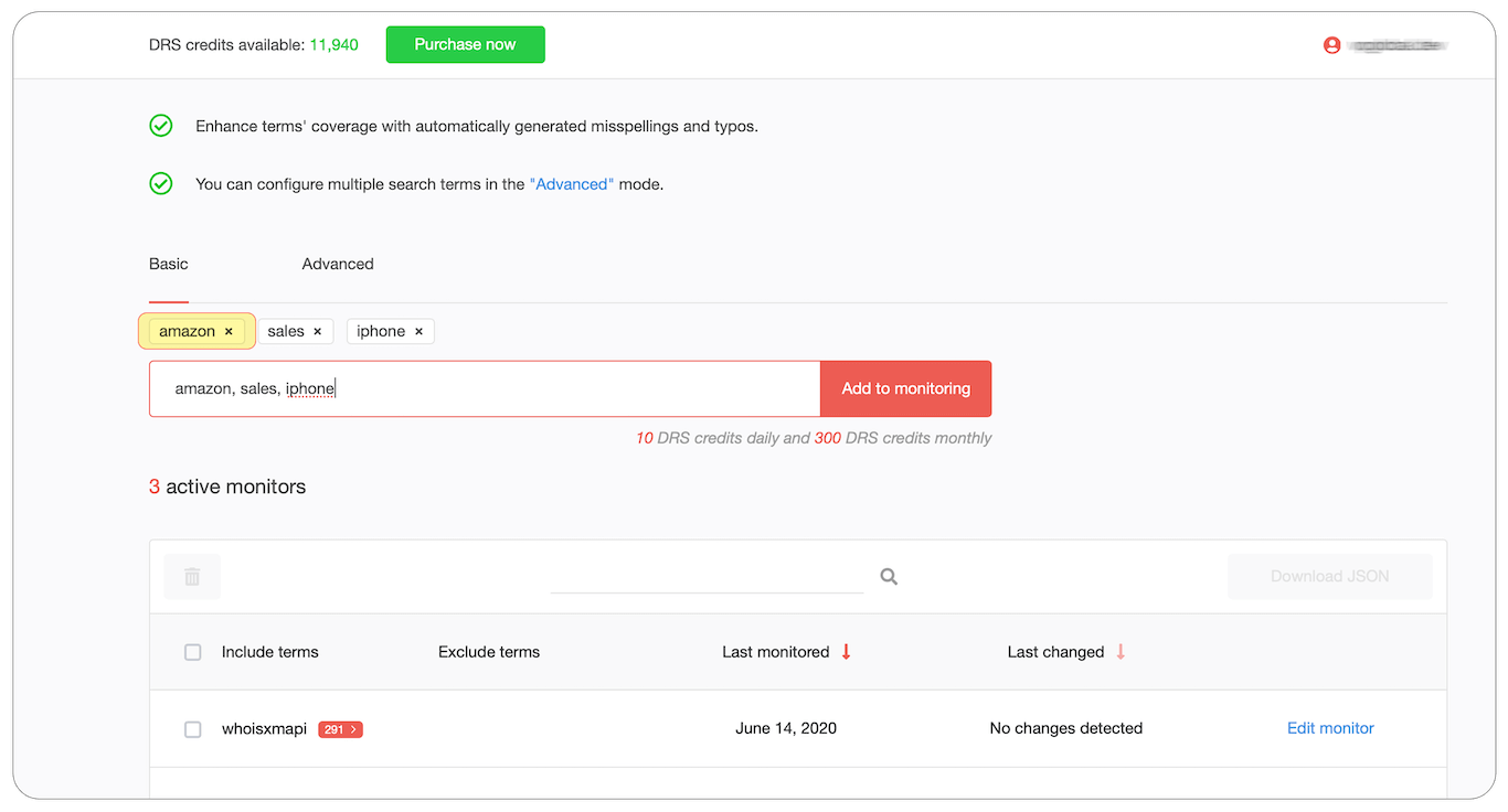 All terms appear above the search field as tubs, and you are allowed to remove every item if you change your mind or if you reach the terms limit of four terms.