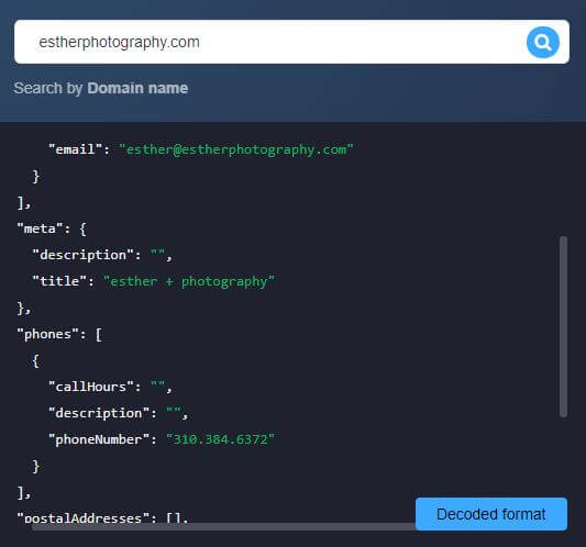 Website Contacts API to do a background check