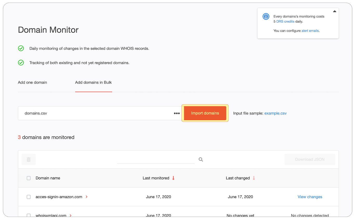 When all is set, click “Import domains“.
