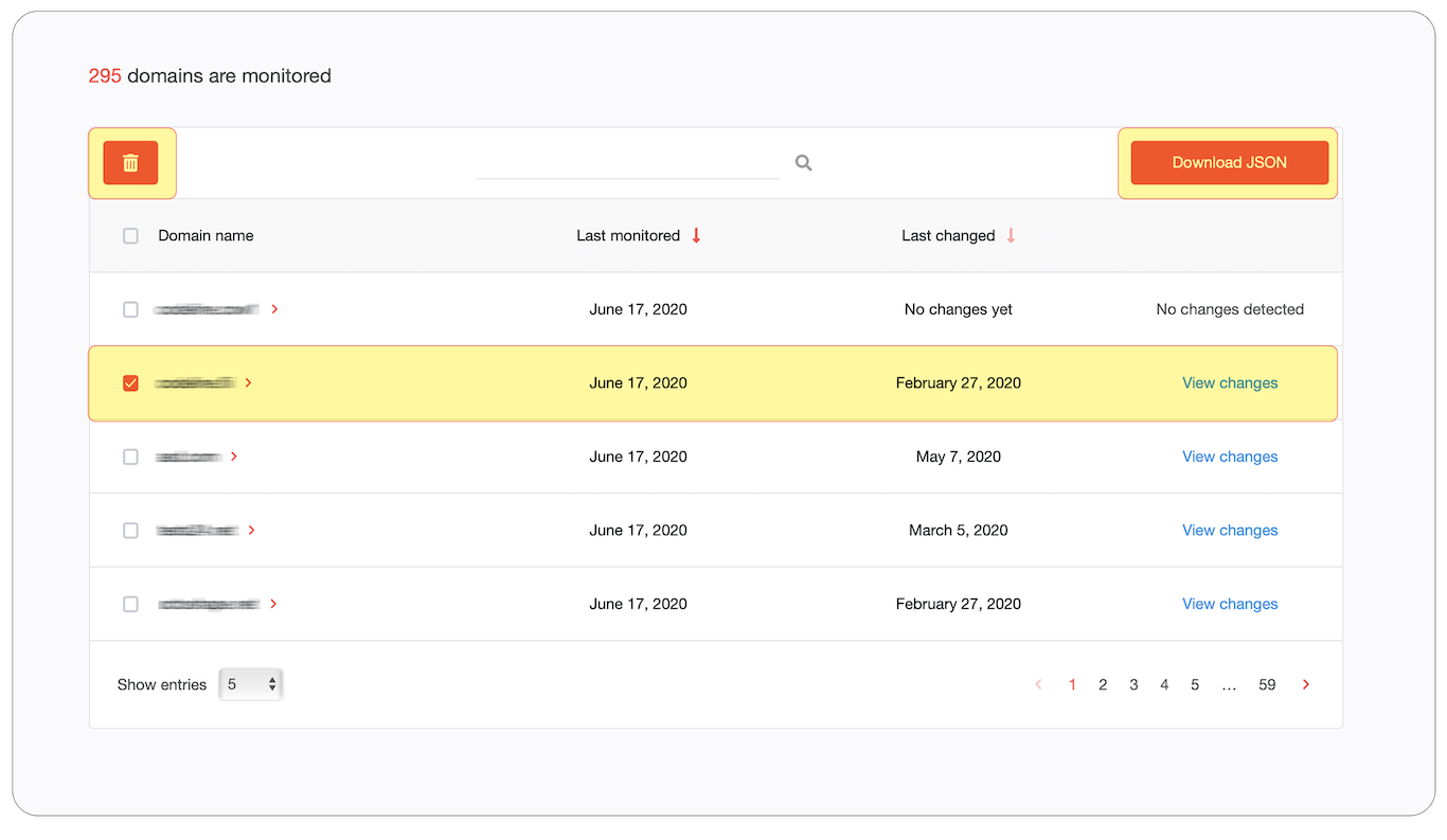 You are allowed to delete or download monitor results as a JSON.