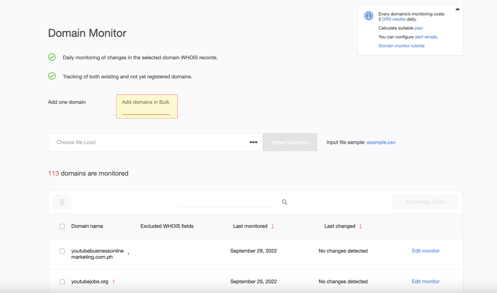 Domain Research Suite, Search & Monitor Tools