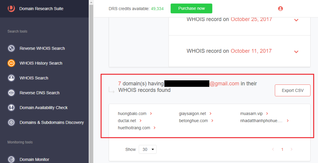 For ductai[.]xyz, we found seven connected domains