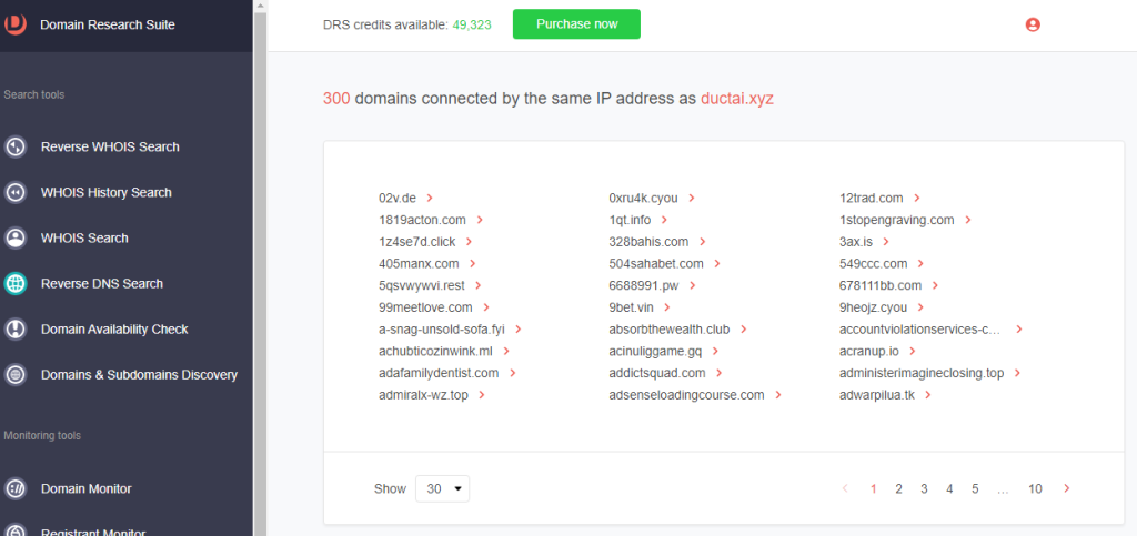 At least 300 domains are connected to ductai[.]xyz through their DNS resolutions
