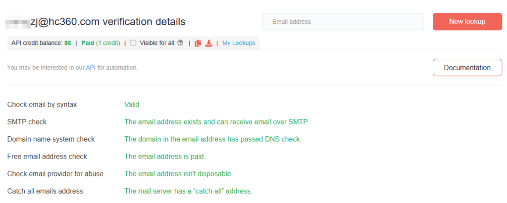 Ergebnisse der E-Mail-Überprüfung für die älteste administrative E-Mail-Adresse von xclyd[.]com.