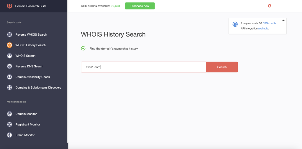 WHOIS Search, Access a domain's WHOIS record, Domain Research Suite, Search & Monitor Tools